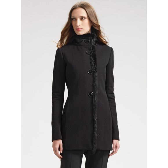 Prada Black Fur Trim Hooded Women's Trench Coat Size 40 EU 4 US New $2375 Italy - Picture 4 of 11